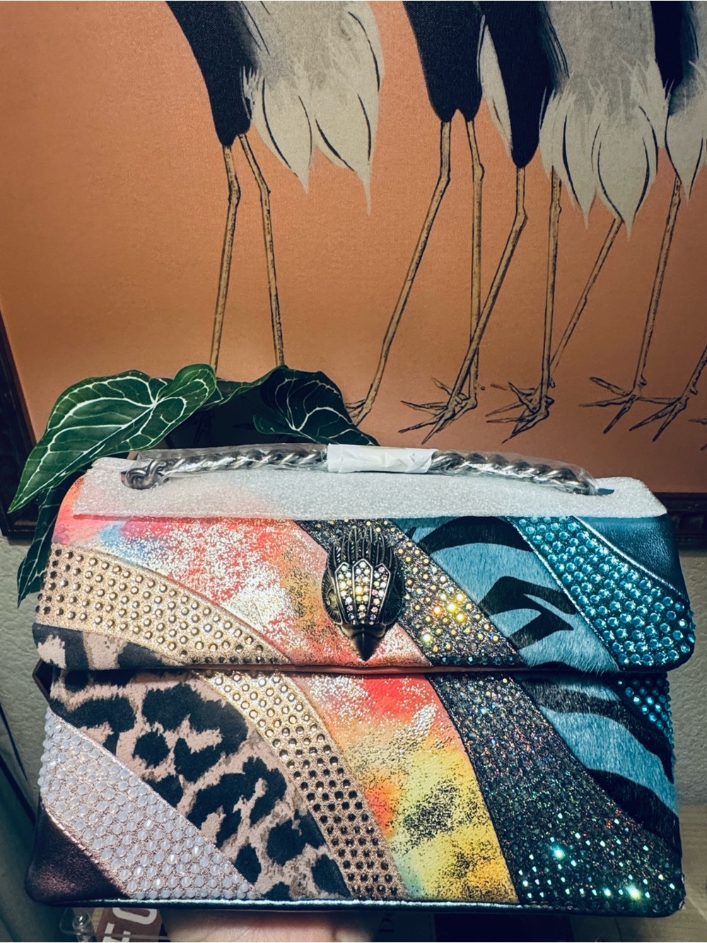 Kurt Geiger Rainbow Crystal Kensington Bag Multi Color Statement Chain